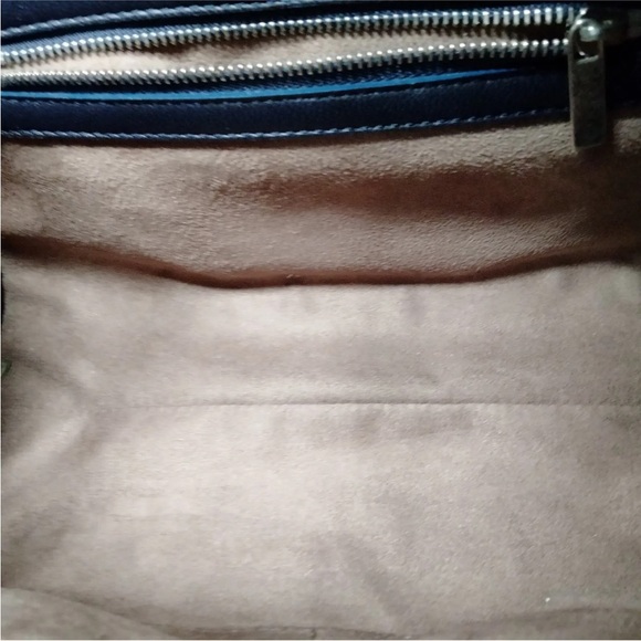 Auth Jimmy Choo Mini Metallic Blue Leather 2way Crossbody Top Handle Riley Bag - Picture 8 of 9